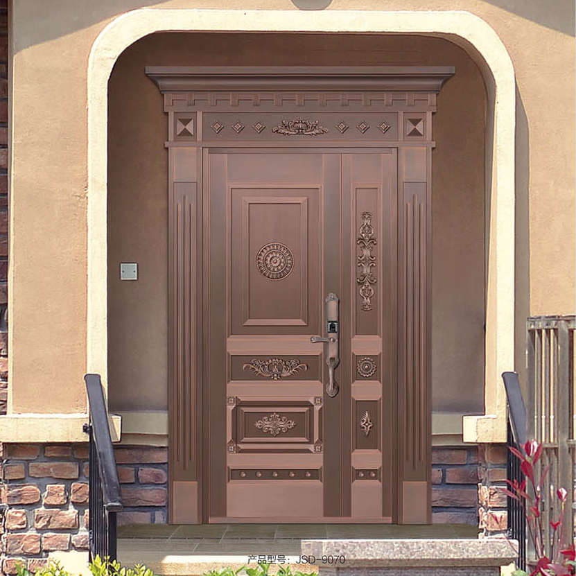 仿铜门和纯铜门对比