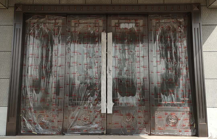 咸阳复合铜玻璃地弹门，西安天卓铜门